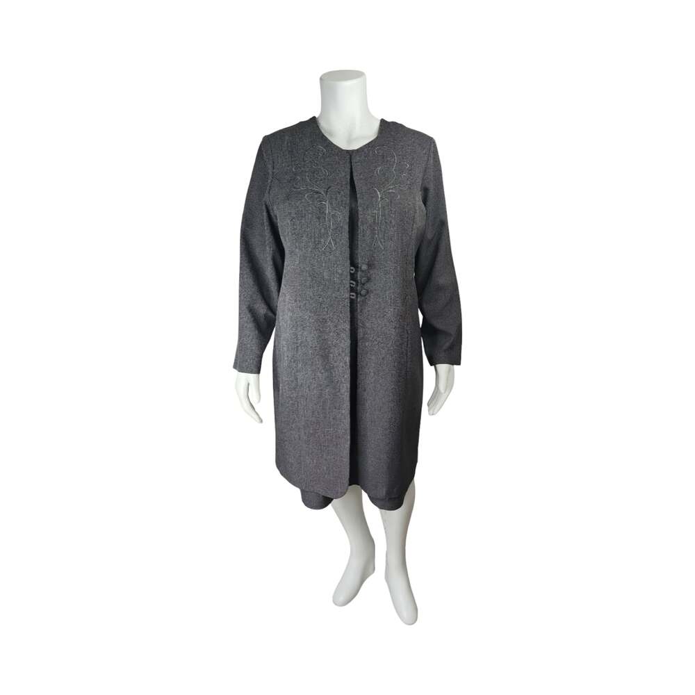 Pride & Joy Vintage Grey Embroidered Longline Jacket Coat 18W
